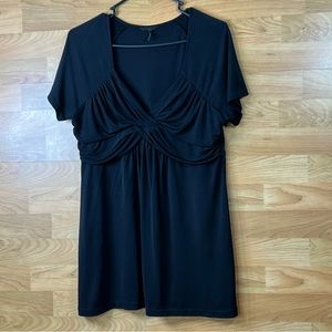 Daisy Fuentes Short Sleeve Black Dressy Top Size Medium